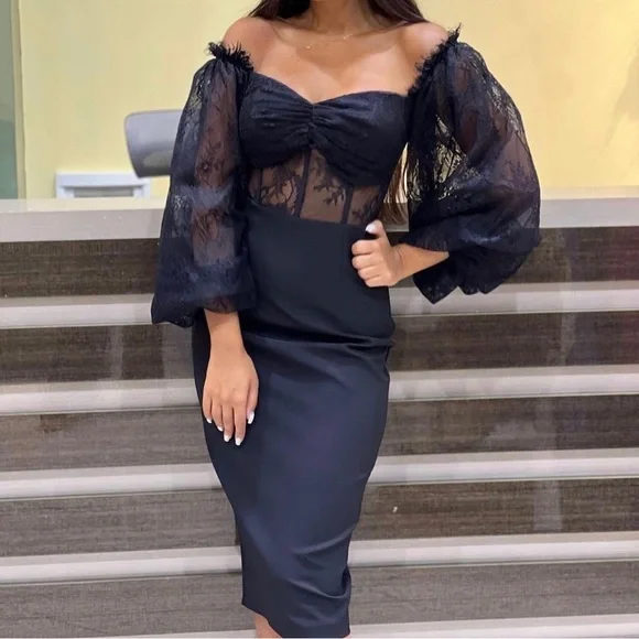 European Dresses | Elegant Corset Midi Dress | Color: Black | Size: 6 | Pm-60542733's Closet